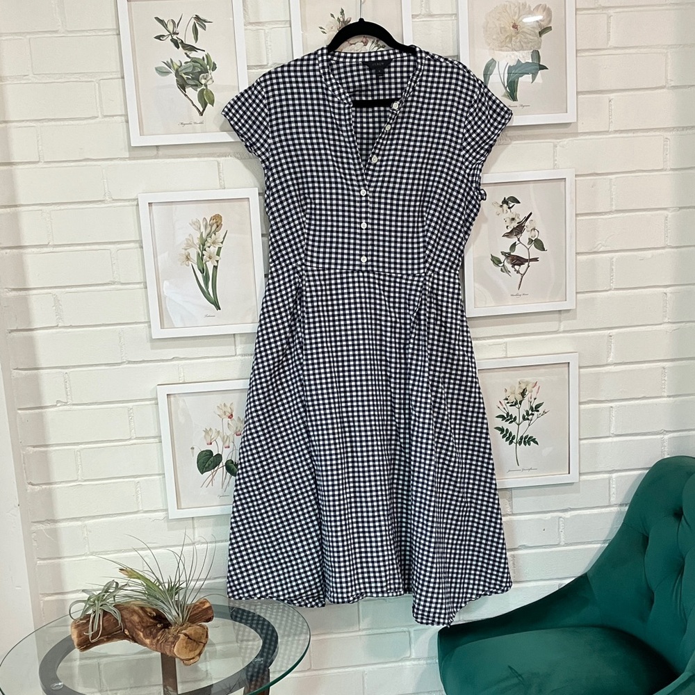 J. Crew Checkered Black and White Midi Dress